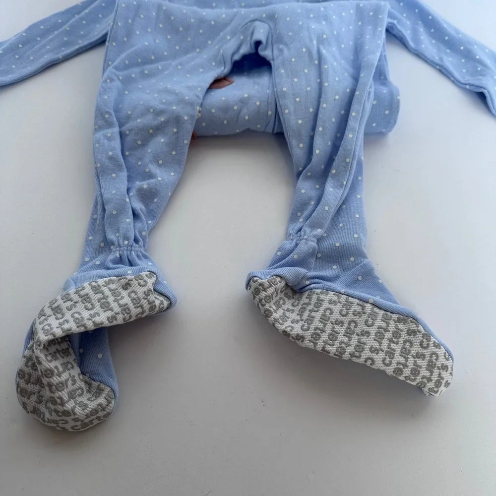 Carters Baby 18 Months Footed Pajamas Blue Fox‎ Polka Dot One Piece Jumpsuit